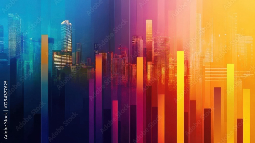 Abstract colorful bar chart city financial data background banner Abstract colorful bar chart city financial data background banner