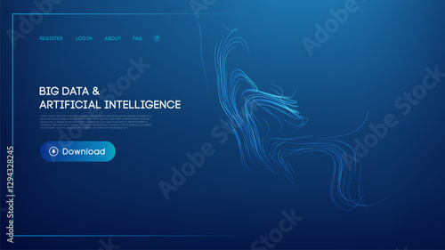 Flowing blue digital lines representing big data and artificial intelligence