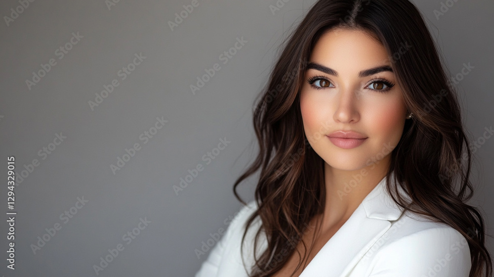 A confident woman showcasing elegance and beauty in a professional setting. Her expression radiates determination and poise, making her a symbol of empowerment and professionalism. A confident woman showcasing elegance and beauty in a professional setting. Her expression radiates determination and poise, making her a symbol of empowerment and professionalism.