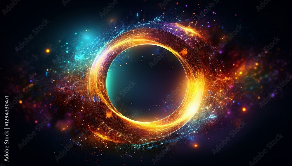 Obraz premium vivid particle ring with fiery gradient