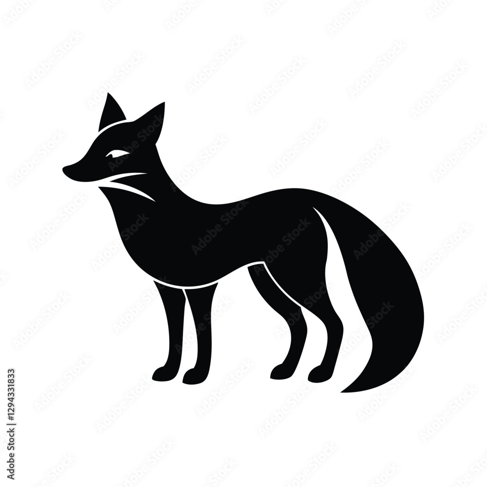 Obraz premium Fox Silhouette Vector Art Illustration and Minimalist Black Fox Design