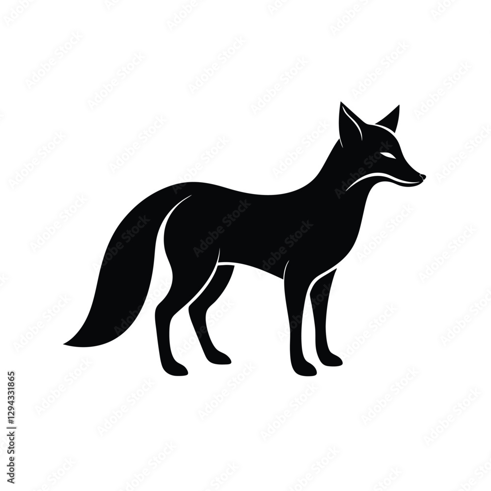 Obraz premium Fox Silhouette Vector Art Illustration and Minimalist Black Fox Design