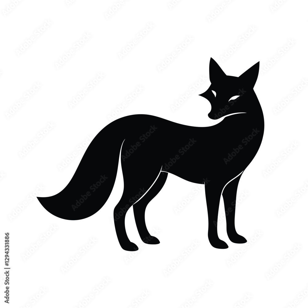 Fototapeta premium Fox Silhouette Vector Art Illustration and Minimalist Black Fox Design