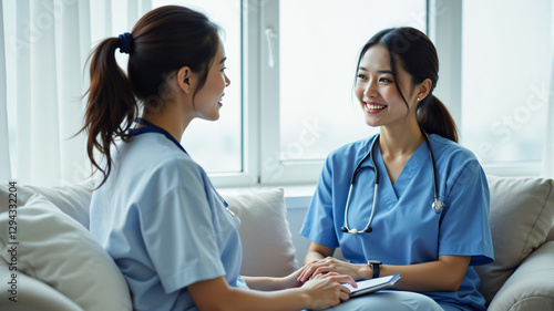 Empathetic Healthcare Interaction Between Nurses photo