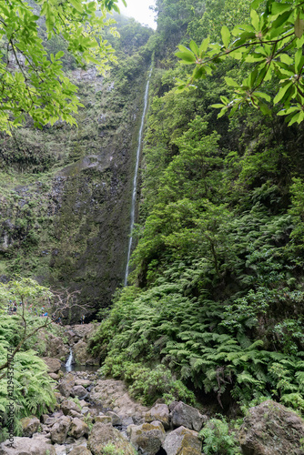 High waterfalls on the island of Madeira.
