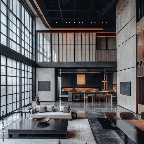 Wallpaper Mural An open plan modern interior design space is shown Torontodigital.ca