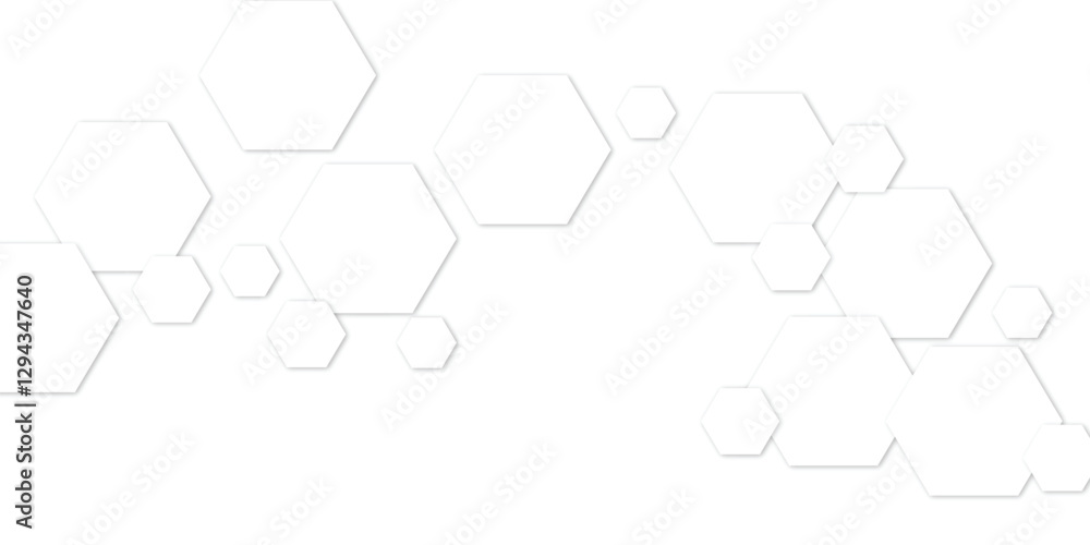 Obraz premium Abstract technology white geometric hexagon on transparent concept design honeycomb shape vector. 