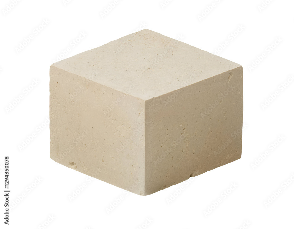 Fototapeta premium isometric 3d square earth block with rough porous texture, compressed soil brick, natural building material, sustainable construction element, on isolated background 