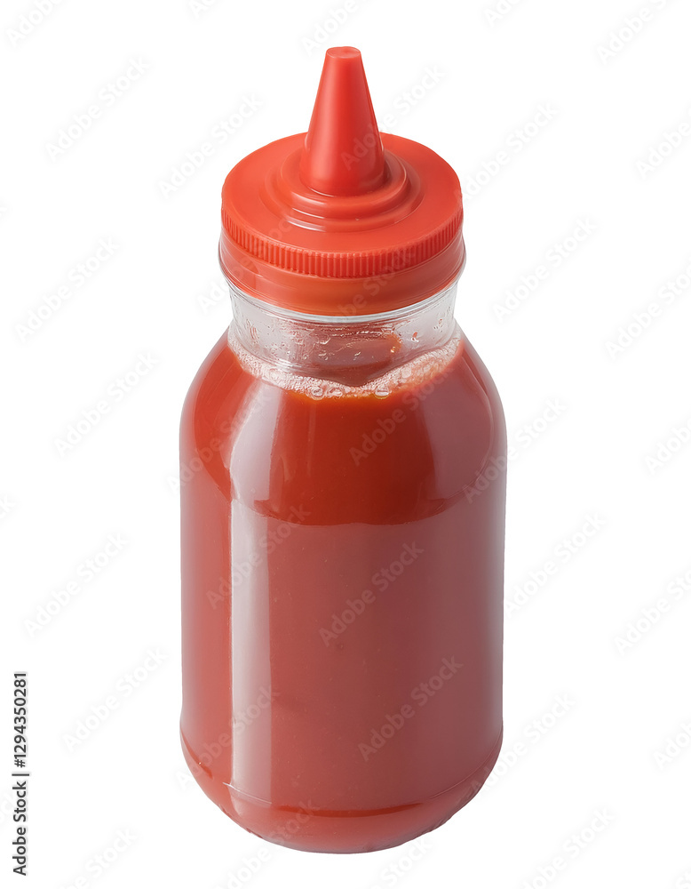 isometric 3d red squeeze bottle filled with ketchup or hot sauce, plastic condiment dispenser with pointed nozzle cap, on isolated background
isometric 3d red squeeze bottle filled with ketchup or hot sauce, plastic condiment dispenser with pointed nozzle cap, on isolated background
