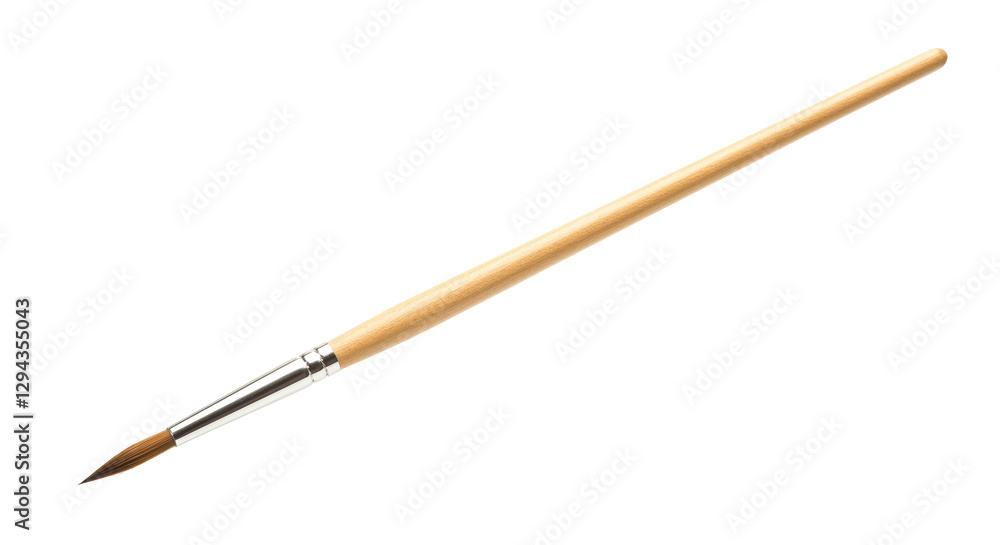 Isolated Single Round Paint Brush, Fine Detail Work Isolated Single Round Paint Brush, Fine Detail Work