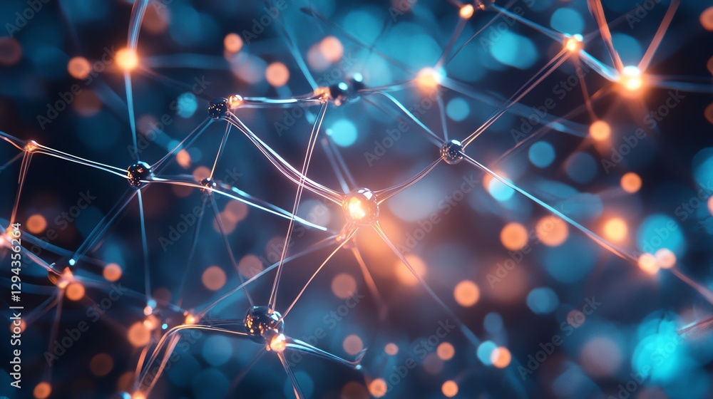 Obraz premium Neural network visualization with interconnected nodes