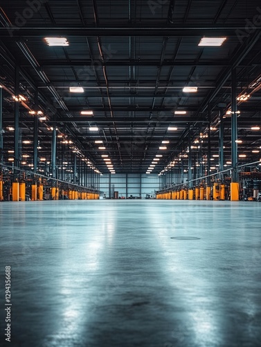 Wallpaper Mural Vast warehouse interior showcasing logistical infrastructure and industrial architecture with a clean concrete floor and bright lighting Torontodigital.ca