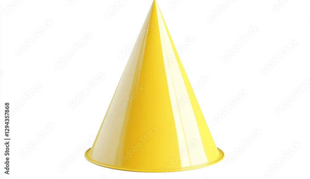 Fototapeta premium Bright Yellow Party Hat On White Backgrounds Object Image Design Graphic Illustration Asset Illustration Image Photography Graphic Visual Studio Shot Image Illustration Simple Party Supplies Party