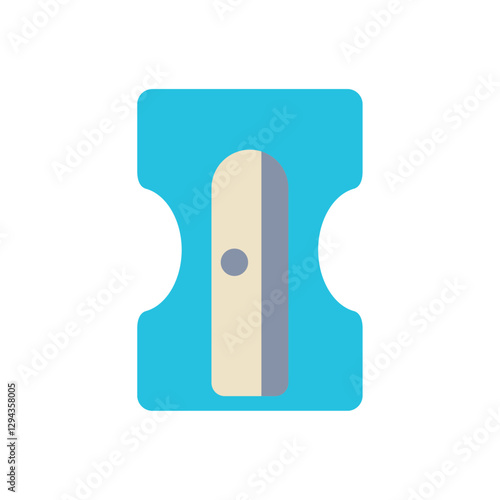 Flat vector illustration of a blue pencil sharpener icon used for sharpening pencils in school or office settings