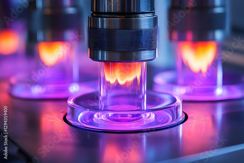 Close-up of a plasma etching system, used in microfabrication for semiconductor manufacturing