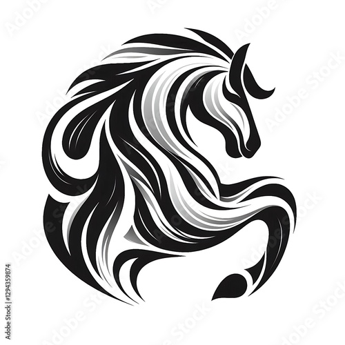 Wallpaper Mural Abstract stylized horse silhouette, circular design with flowing mane and tail. Torontodigital.ca