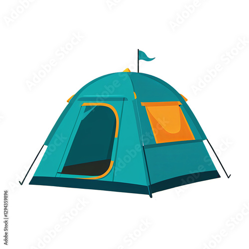 2D flat cutout camping tent illustration