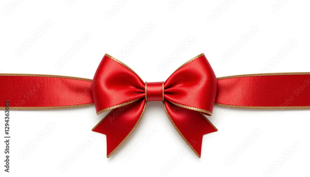 Red satin ribbon bow isolated on white background perfect for gifts and holiday decorations Red satin ribbon bow isolated on white background perfect for gifts and holiday decorations