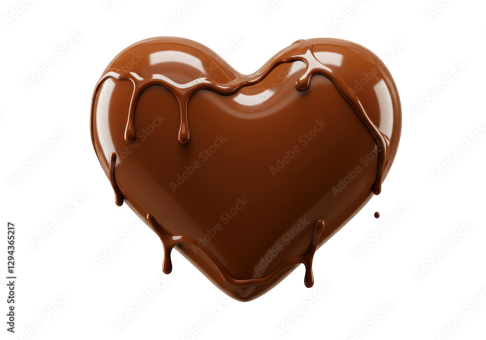 Isolated Chocolate Heart with Melted Drizzle for Romance Isolated Chocolate Heart with Melted Drizzle for Romance