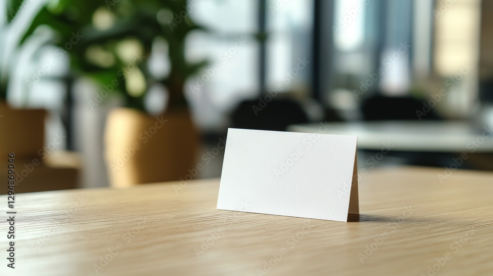 minimalist business card displayed on a wooden desk, with an embossed logo minimalist business card displayed on a wooden desk, with an embossed logo