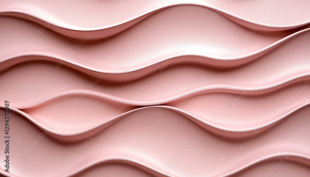 Obraz premium Soft Blush, Delicate 3D Low Profile Style, Gentle Wave Texture Pattern Background, Minimalist Design