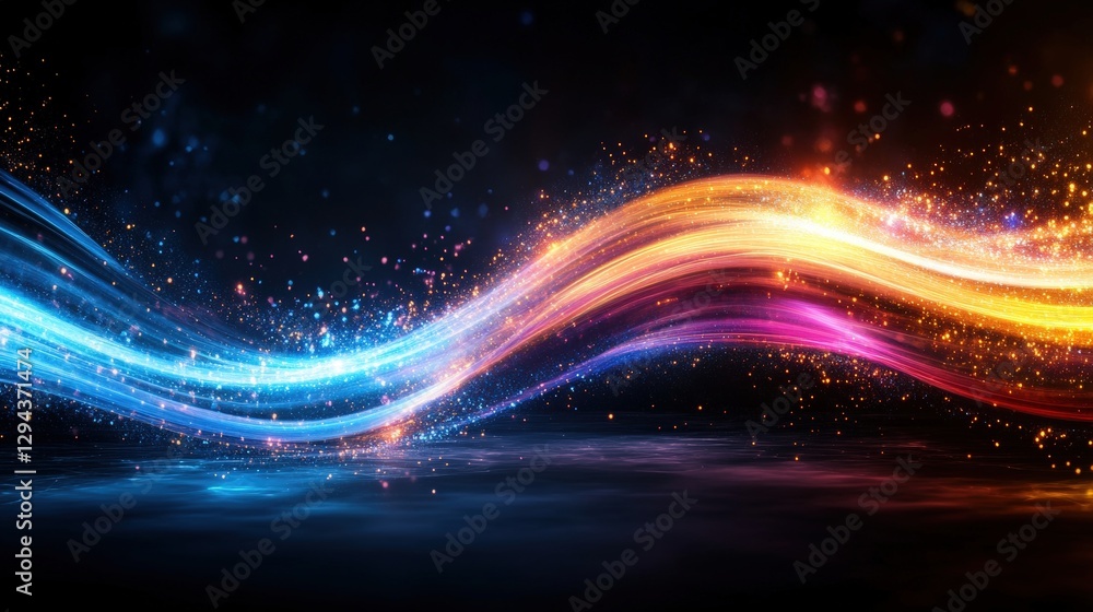 Obraz premium Abstract background with glowing lights and motion lightspeed travel concept in vivid colors and patterns