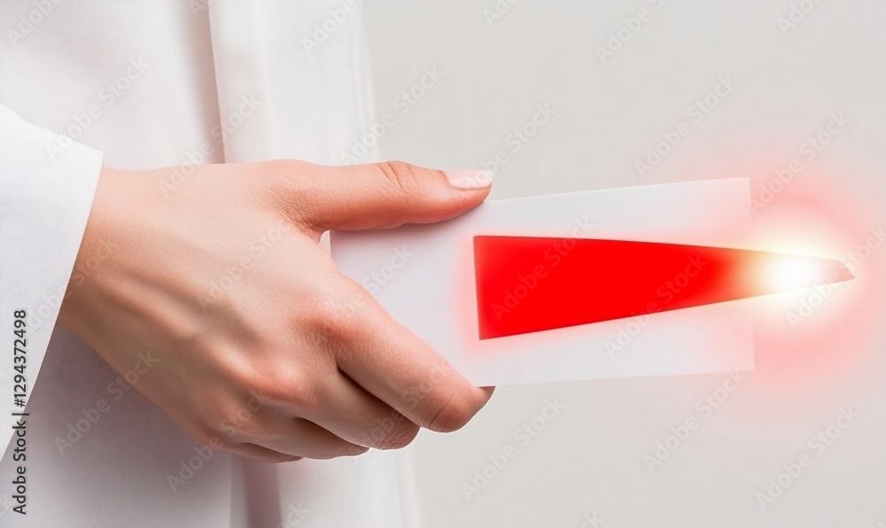 Obraz premium Doctor holding card with glowing red thyroid gland.