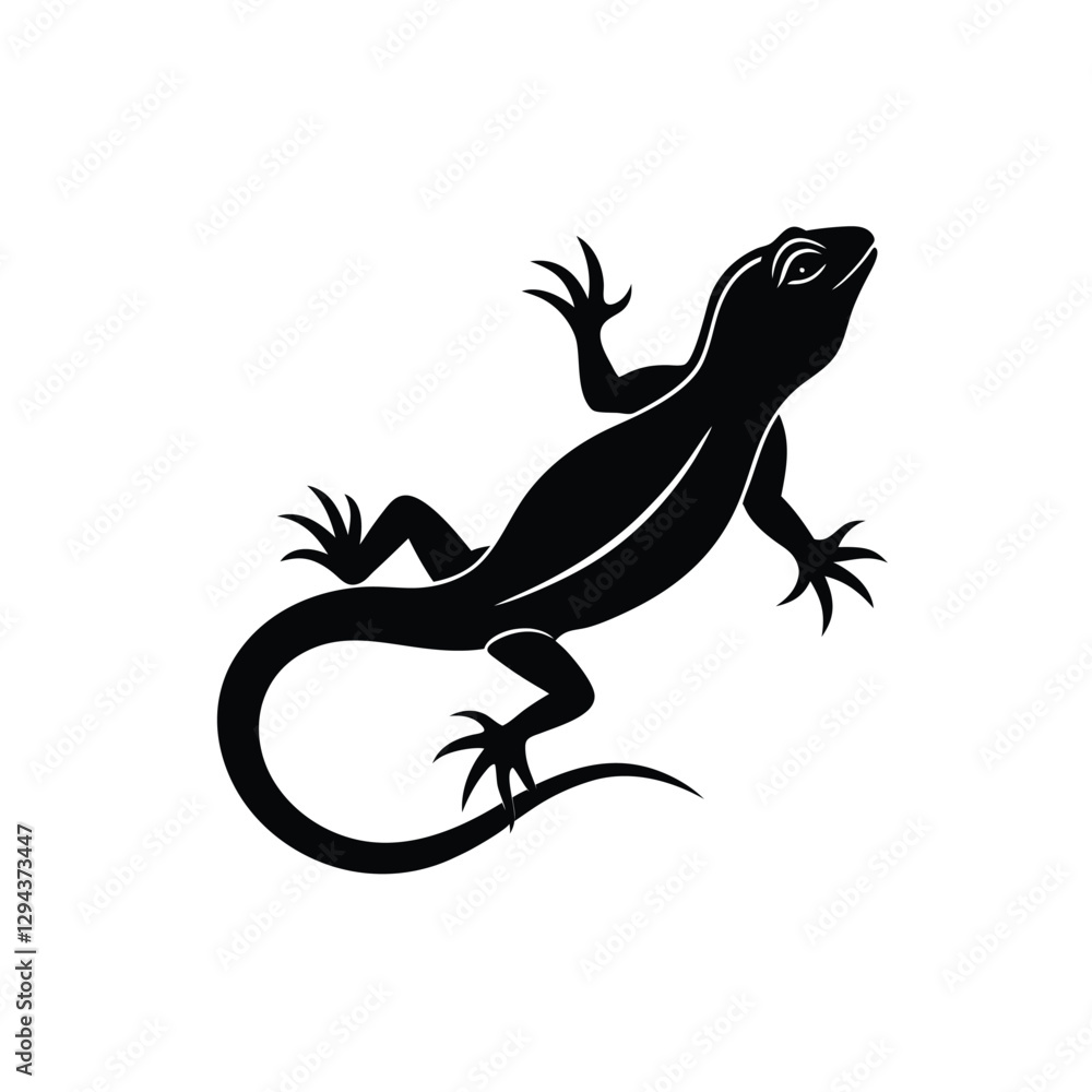 Naklejka premium Lizard Silhouette Vector Art Illustration | Minimalist Black Color Lizard Design