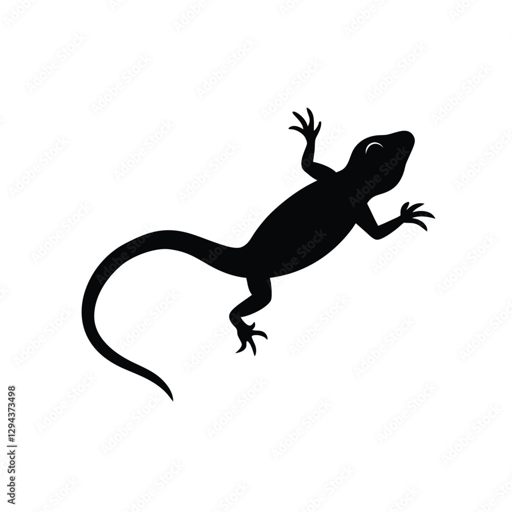 Naklejka premium Lizard Silhouette Vector Art Illustration | Minimalist Black Color Lizard Design