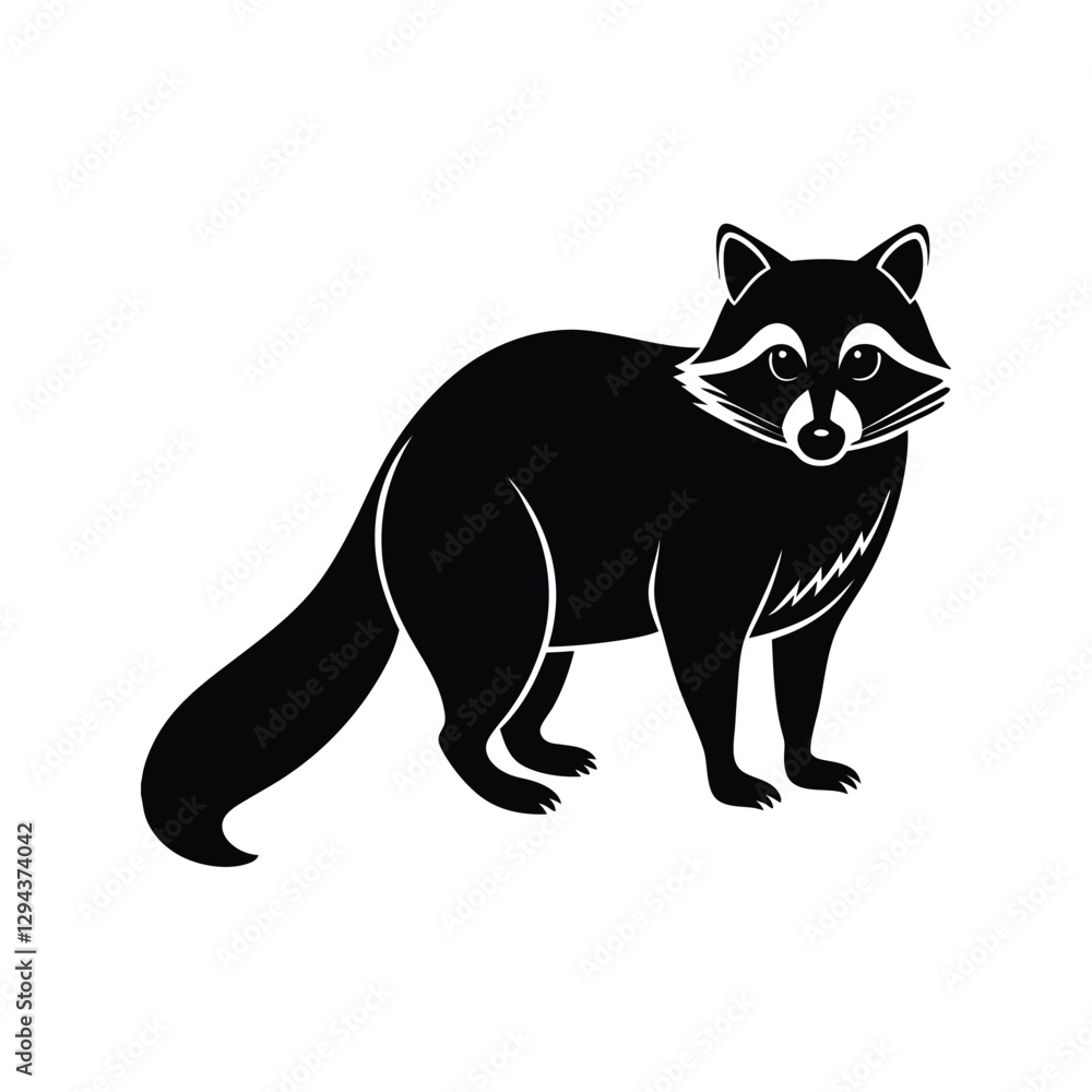 Fototapeta premium Raccoon Silhouette Vector Art and Minimalist Black Raccoon Design Illustration