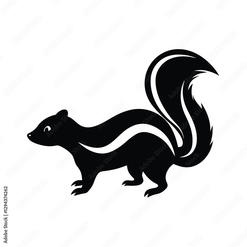 Skunk Silhouette Vector Art and Minimalist Black Skunk Illustration Design Skunk Silhouette Vector Art and Minimalist Black Skunk Illustration Design