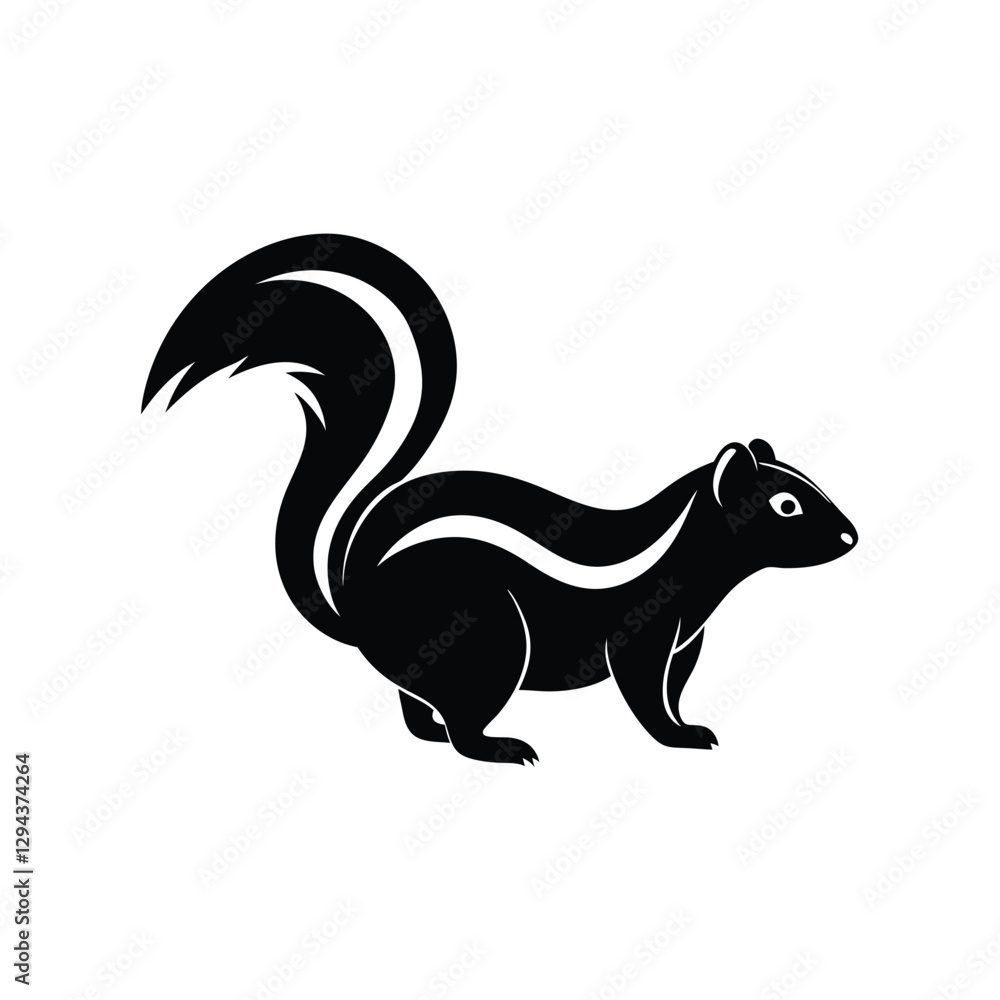 Fototapeta premium Skunk Silhouette Vector Art and Minimalist Black Skunk Illustration Design