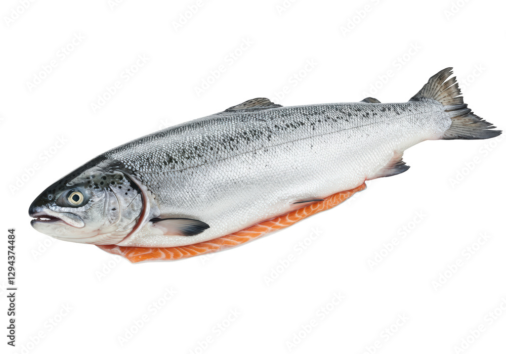 Naklejka premium Isolated Fresh Salmon on a White Surface