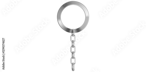 Realistic Silver Key Chain With Metal Ring Vector Illustration.	