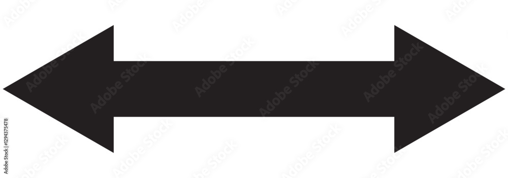 Dual sided black arrow. Horizontal dual sided long straight arrow signs. double arrow icon. Dual sided black arrow. Horizontal dual sided long straight arrow signs. double arrow icon.