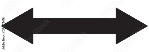 Dual sided black arrow. Horizontal dual sided long straight arrow signs. double arrow icon.