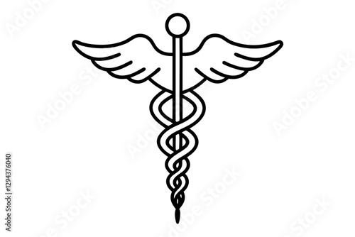 "Caduceus of Hermes Healthcare Flat Icon for Medical and Health Apps – Vector Design"