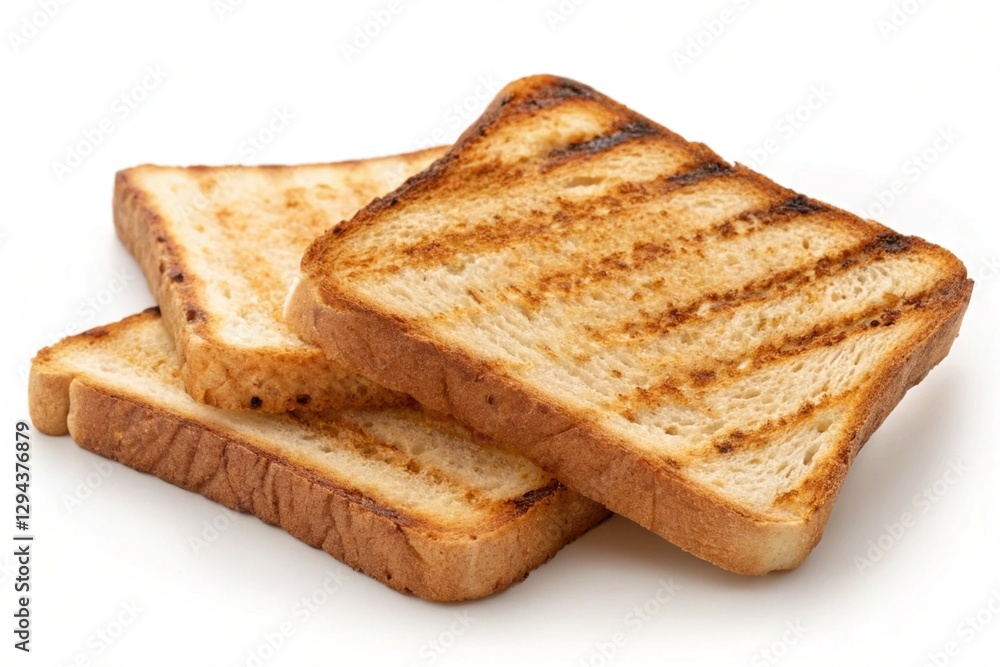 realistic perfectly toasted bread slices with golden-brown crispy texture and grill marks, ideal for food ads, restaurant menus, and commercial design realistic perfectly toasted bread slices with golden-brown crispy texture and grill marks, ideal for food ads, restaurant menus, and commercial design
