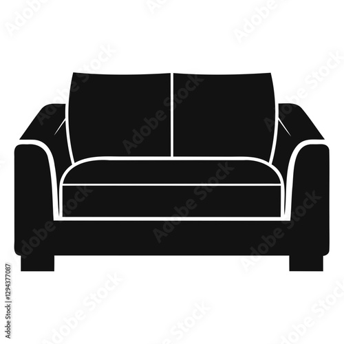 Sofa Black Silhouette Vector High-Quality Illustration on Transparent Background