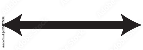 Dual sided black arrow. Horizontal dual sided long straight arrow signs. double arrow icon.