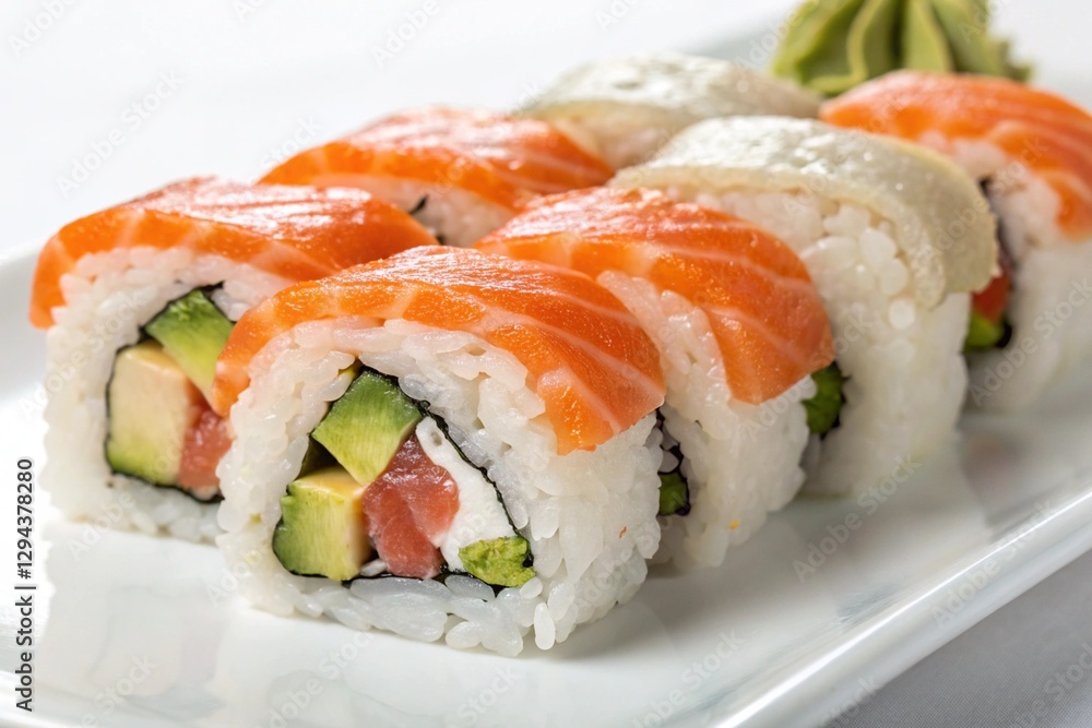 realistic isolated sushi rolls with fresh ingredients, vibrant colors, and detailed texture, perfect for food ads, menus, and commercial design realistic isolated sushi rolls with fresh ingredients, vibrant colors, and detailed texture, perfect for food ads, menus, and commercial design
