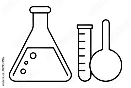 "Chemistry Beakers with Erlenmeyer Flask and Test Tube Icon – Vector Design"