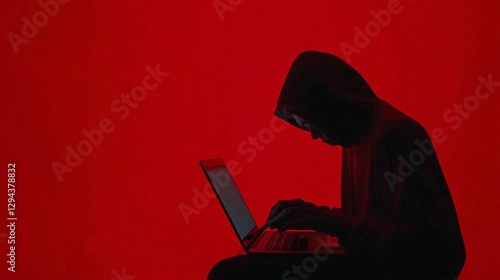 Hacker Silhouette Red Background