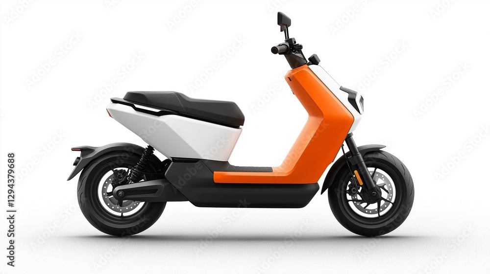 high-end electric scooter, shown in a dynamic pose with the front wheel turned high-end electric scooter, shown in a dynamic pose with the front wheel turned