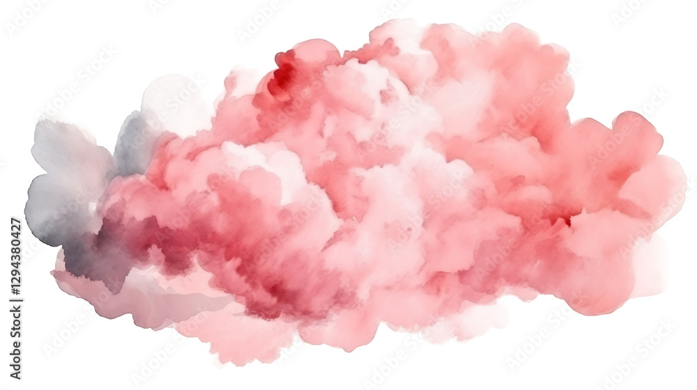pink cloud watercolor isolated on white and transparent background. PNG. pink cloud watercolor isolated on white and transparent background. PNG.