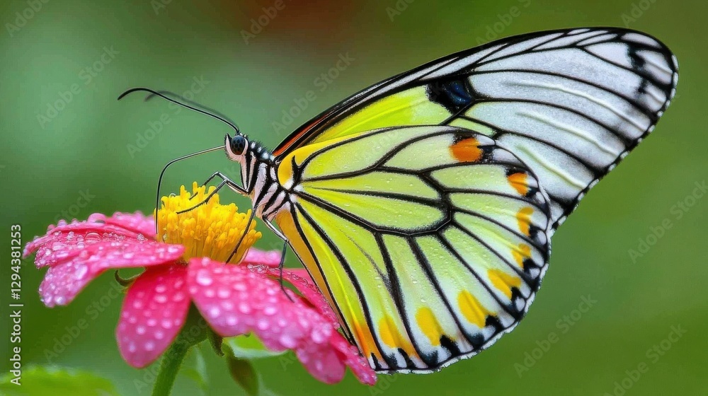 Colorful Butterfly on Flower Petal with Natural Background Colorful Butterfly on Flower Petal with Natural Background