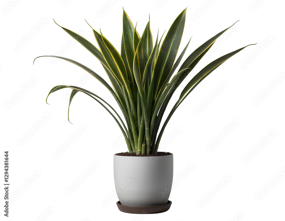 A single Snake Plant with long, upright, pointed leaves A single Snake Plant with long, upright, pointed leaves