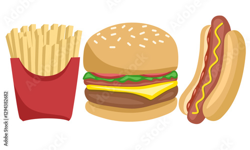 French fries, burgers, and hot dogs are popular and frequently consumed foods