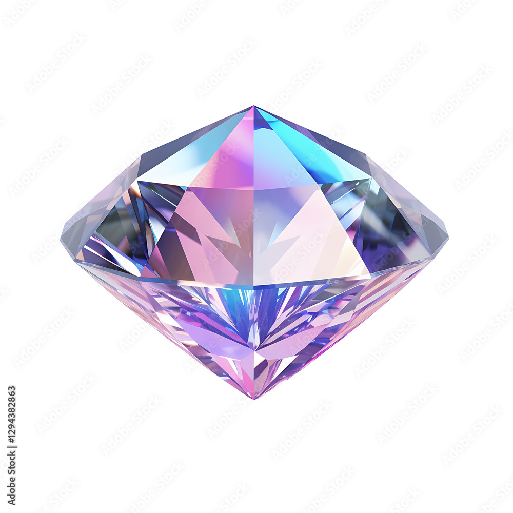 Brilliant Cut Diamond with Sparkling Reflections on white and transparent background Brilliant Cut Diamond with Sparkling Reflections on white and transparent background