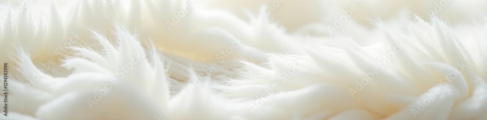 Obraz premium Close-up view of soft white fur fabric with fluffy texture, textile, fur
